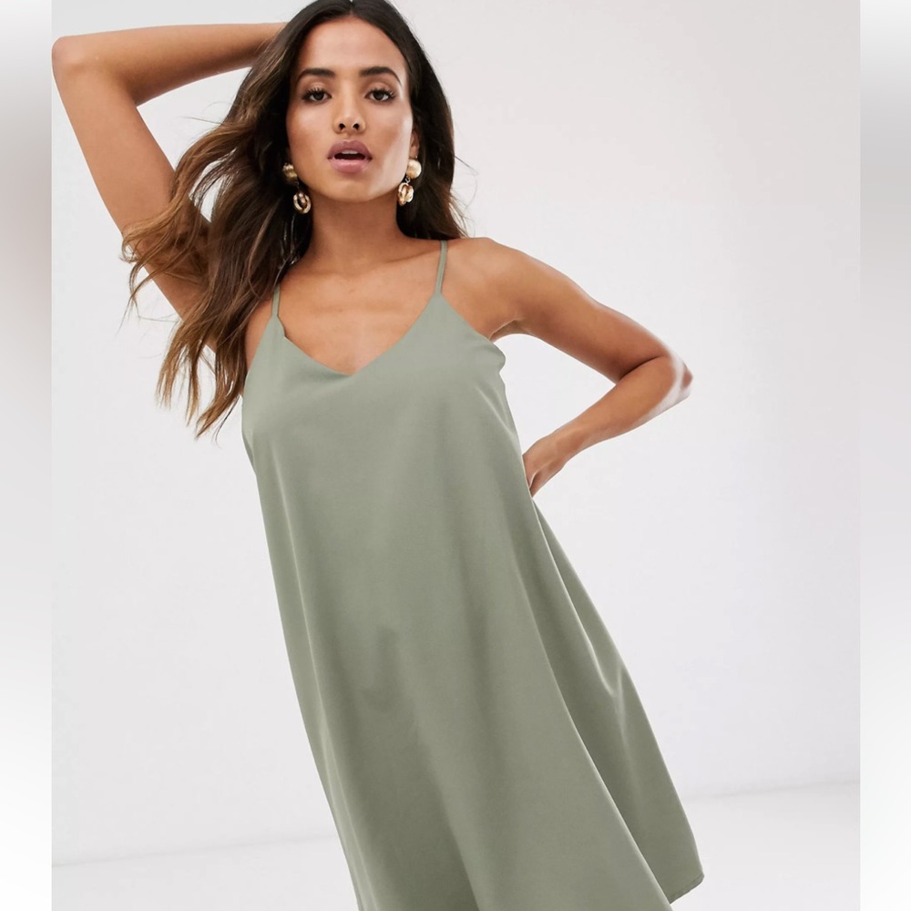 Unique21 Satin Cross Back Slip Dress